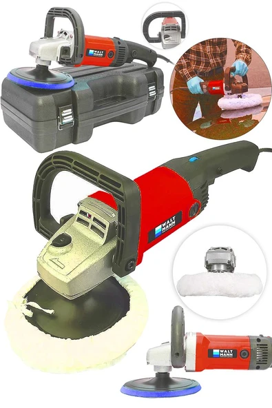 Devir Ayarlı Polisaj Makinesi 1800 Watt 180mm 6 Kademeli Pasta Cila Kiti Hediye KIRMIZI