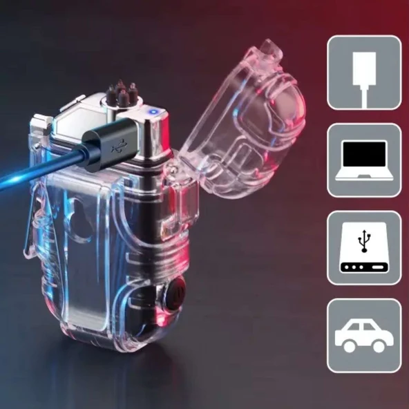 Panther USB Şarjlı Çakmak&Fener Mavi PT-6888 - 3
