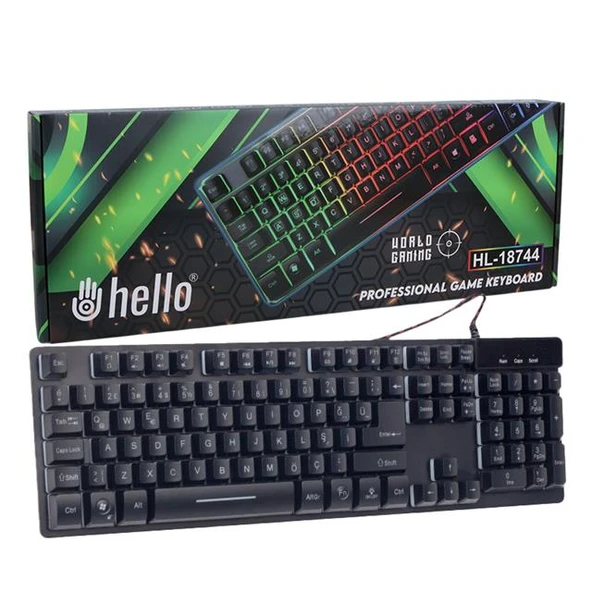 Hello HL-18744 Usb Kablolu Metal Kasa Mekanik Hisli RGB Işıklı Oyuncu Gaming Klavye - 3