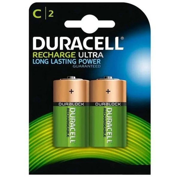 Duracell C Orta Boy 3000Mah Ni-Mh  Şarj Edilebilir 2'Li Pil