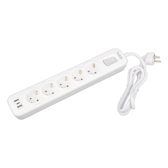 Vea VE-NOVA105U A Class 5'Li 2 Usb'li Anahtarlı 1.5 Metre Akım Korumalı Priz - 3