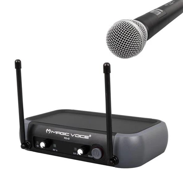 Magicvoice PG-42X Vhf 2 El Kablosuz Volüm Kont Telsiz Mikrofon - 4