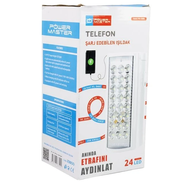 Powermaster PM-23800 Telefon Şarj Edebilen 24 Ledli Çok Fonksiyonlu Işıldak - 4