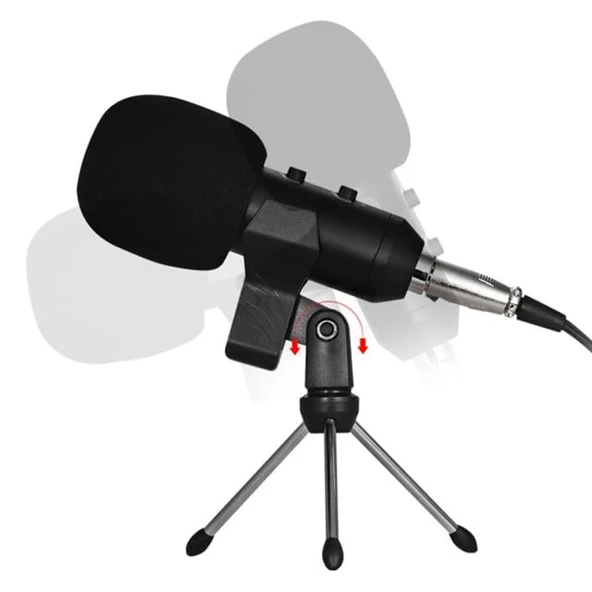 Haiki HK-100 3.5Mm Masaüstü Kondenser Stüdyo Podcast Yayıncı Mikrofonu 3 Metre Kablolu - 2