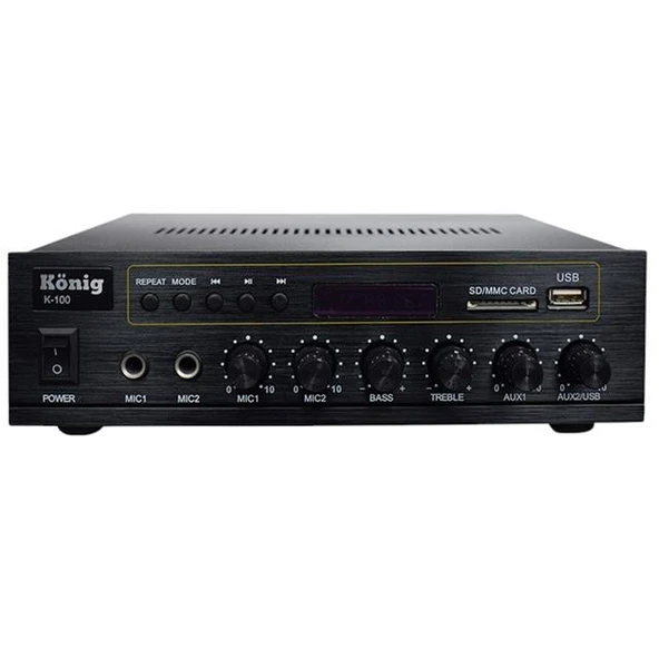 König K-100 - 80 Watt Usb/Bluetooth/2 Mik Giriş Trafolu Anfi