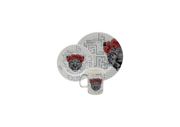 Gordion M06117 18 Parça Yemek Takımı Kaplan-Panda-Zebra - 2