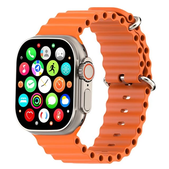 Hytech W69 Watch IOS Ve Android Uyumlu Mactive 2.05 İnç Geniş Ekranlı Turuncu Akıllı Saat