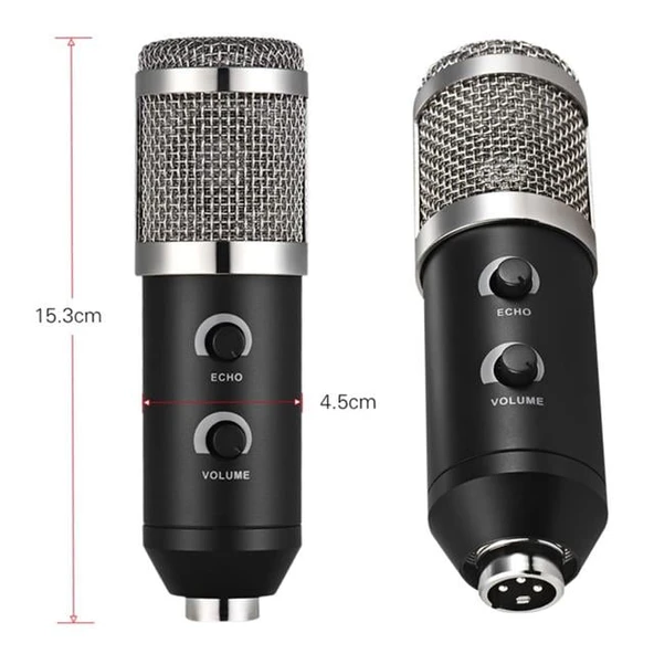 Haiki HK-100 3.5Mm Masaüstü Kondenser Stüdyo Podcast Yayıncı Mikrofonu 3 Metre Kablolu - 3
