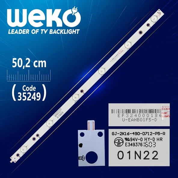 GJ-2K16-490-D712-P5-R - 01N22 - (50.2 Cm) -  6 Ledli - (WK-906) - Tv Led Bar