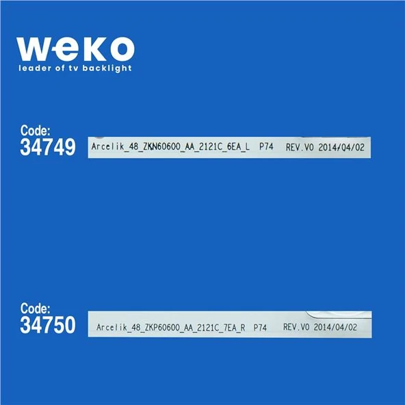 Wkset-5505 34749X7 34750X7 Arcelik_48_Zkn60600 Zkp6060 14 Adet Led Bar - 2