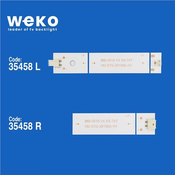 Wkset-5722 35458X4 Ms-0818 V5 - A4 102-105Lm 3.2-3.4V 0R Wr 4 Adet Led Bar  İkiye Bölünmüş - 2