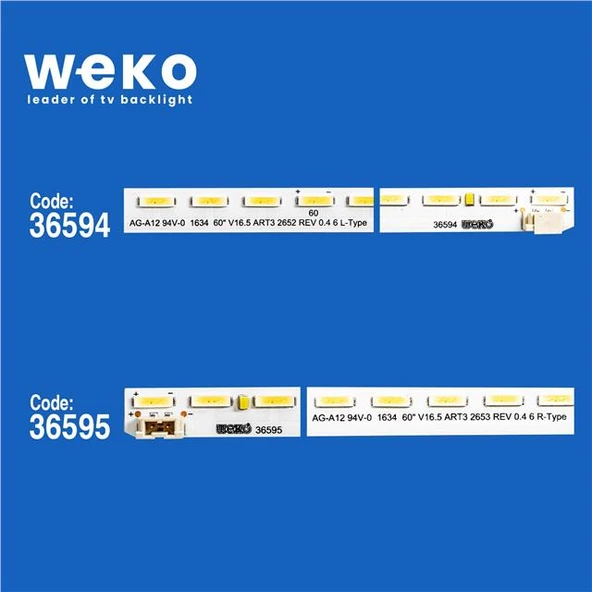 Wkset-6262 36594X1 36595X1 60 V16.5 Art3 2652 Rev 0.4 L/R-Type  2 Adet Led Bar (66Led) - 2