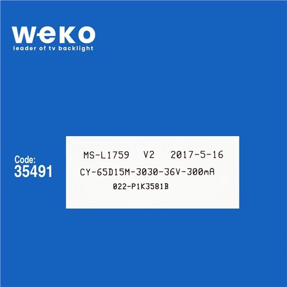 Wkset-5723 35491X12 Ms-L1759 V2 - Cy-65D15M-3030-36V-300Ma - A4 M184 Tb 1R 12 Adet Led Bar - 2