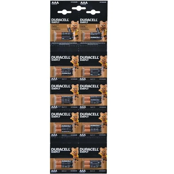 Duracell Alkalin 1.5 Volt AAA 20’Li İnce Kalem Pil LR03/MN2400