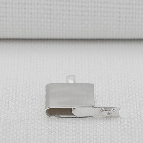 Dikdörtgen Tasarımlı Parlak 925 Ayar Gümüş Cevşen Muska Kabı - Resim 2