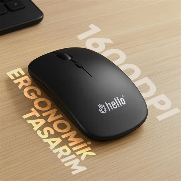 Hello HL-19092 USB 2.4Ghz 1600DPI Kablosuz Mouse - Ergonomik Tasarım - 3