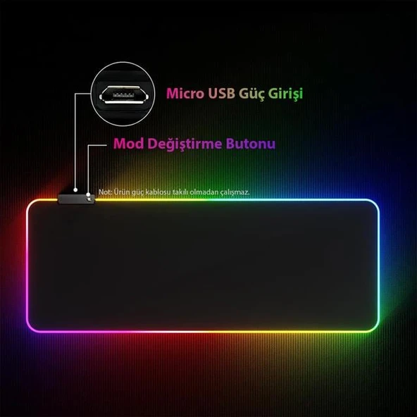 Powermaster PM-25114 XL RGB Gaming Mouse Pad 14 Modlu - 3