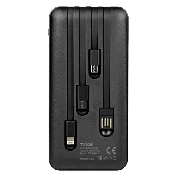 Powerway TX108 Dijital Göstergeli 4 Çıkışlı 10000 Mah Powerbank Siyah - 2