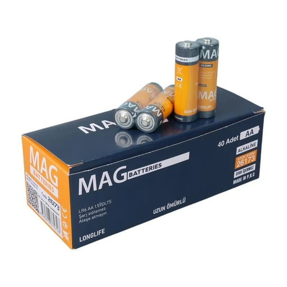 Mag Batteries MG-26173 Alkalin AA 40'Lı Paket Kalem Pil (AA,LR6, AM-3) - 4