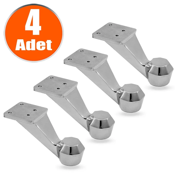 Mobilya Kanepe Koltuk Sehpa Ünite Ayağı 7 Cm Krom Metal Baza Ayakları (4 ADET)