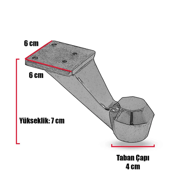 Mobilya Kanepe Koltuk Sehpa Ünite Ayağı 7 Cm Krom Metal Baza Ayakları (4 ADET) - 4