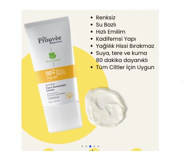 The Prouvée Réponses %100 Doğal Leke Karşıtı Yüz Güneş Kremi  40 ml - 2