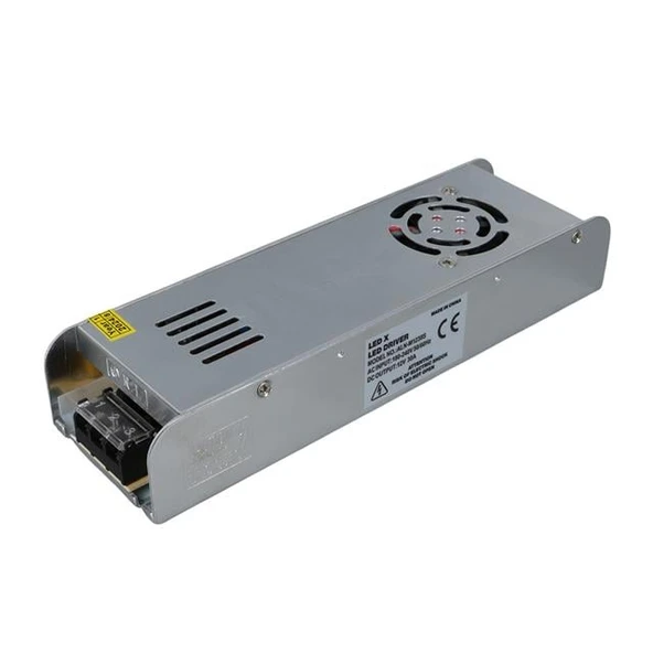 Ledx ALN-M1230S 12 Volt 30 Amper 360 Watt Fanlı Slim Metal Kasa Adaptör 225X65x38mm - 2
