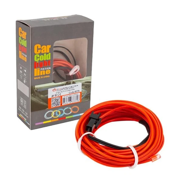 Powermaster PM-6076 5 Metre 5 Volt USB Adaptörlü Neon Kırmızı İp Aydınlatma - 3