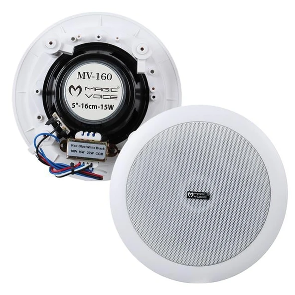 Magicvoice MV-160 16 CM 6" Tweeterli Beyaz Trafolu Alçıpan Tavan Hoparlör