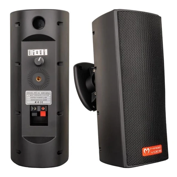Magicvoice MV-26  2X7,5 Cm 50W 3 Yollu Siyah Sütun Hat Trafolu Hoparlör 2'Li Takım