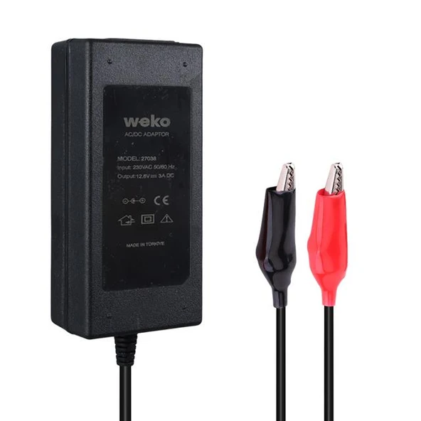 Weko 12.6 Volt - 3 Amper Krokodil Uçlu Ledli Yerli Üretim Masaüstü Şarj Adaptörü - 2