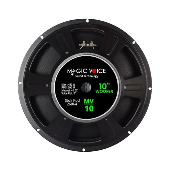 Magicvoice MV-10 Maks. 450 Watt / Rms 200 Watt 10” Siyah 25 Cm Woofer Yedek Hoparlör - 2