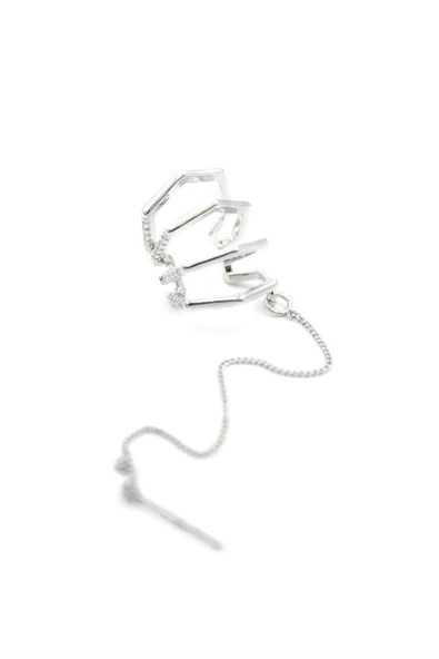 Zincir Çoklu Kıkırdak Küpe - Gümüş - 2