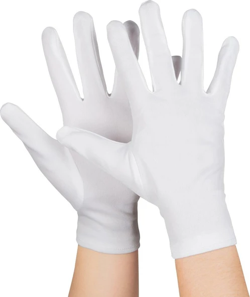 Beyaz Renk Çocuk Boy Likralı Pandomim Eldiveni - Resim 3