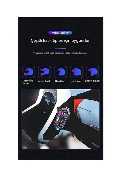 Y20 Motor Kurye Kask Kulaklık Rgb Modlu Bluetooth Motosiklet Kulaklık 5.3 Bluetooth Interkom - 4