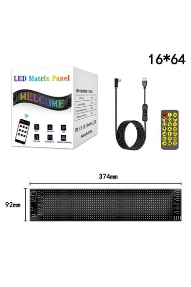 Rp937 Led Matrix Panel 16x64cm Telefon Kontrollü Kayar Led Animasyon Aydınlatma - 2