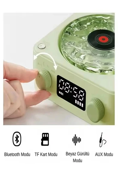 Waves Nostalji Plak Görünümlü Bluetooth Hoparlör 3d Ses Dalgası Retro Müzik Plak Yeşil - 4