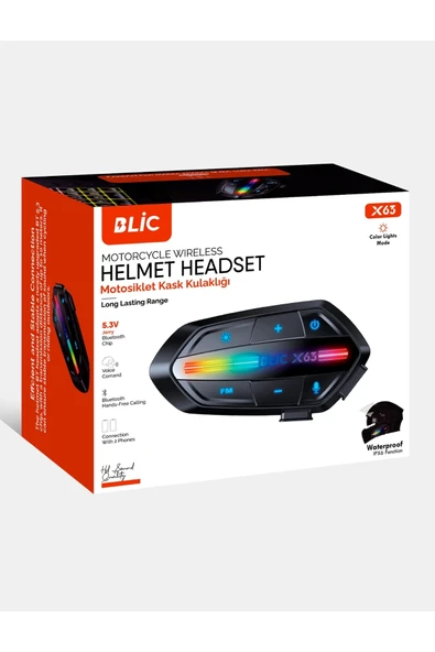 X63 Motosiklet Kask Kulaklık Intercom Işıklı Motorsiklet Interkom 5.3 - 4
