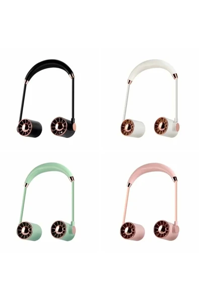 Boyunluk Fan Hava Soğutucu Vantilatör Boyuna Asmalı Şarjlı 3 Kademeli Mini Klima Siyah - 2