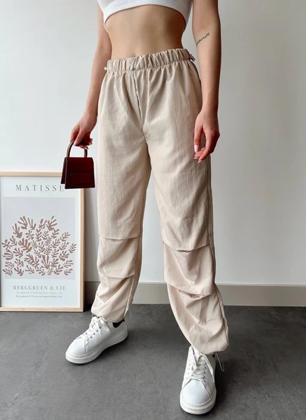 Paraşüt pantolon bej - Resim 3