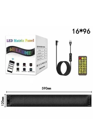 Rp1259 Led Matrix Panel 16x96cm Telefon Kontrollü Kayar Led Animasyon Aydınlatma - 2