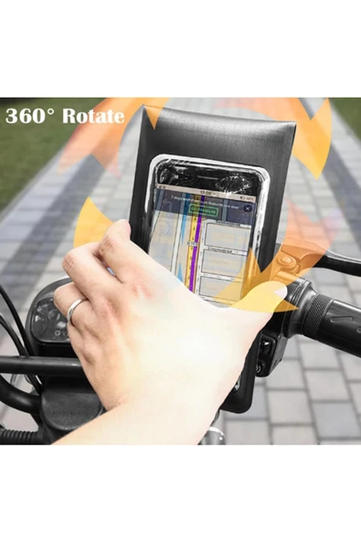 Motosiklet Bisiklet 360° Döndürülebilir Su Geçirmez Telefon Kılıfı Telefon Tutucu 4’’-7.2 İnç - 4