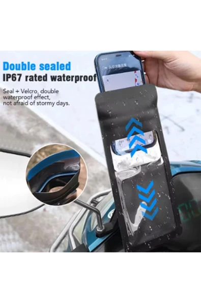 Motosiklet 360° Döndürülebilir Su Geçirmez Telefon Kılıfı Telefon Tutucu 4’’-7.2 İnç - 3