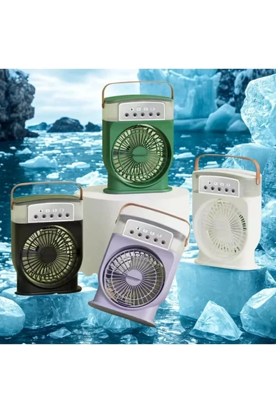 Şarjlı 600 Ml Su Hazneli Taşınabilir Masaüstü Vanilatör Güçlü Fan Ve 2000 Mah Pil Beyaz - 5