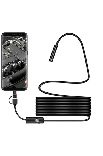 Endoskop 3 İn 1 Yılan Kamera Usb Micro Usb Type-c 20 Metre Sert Kablo - 3
