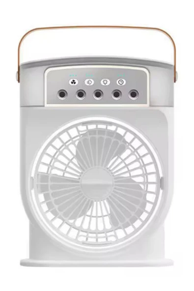 Şarjlı 600 Ml Su Hazneli Taşınabilir Masaüstü Vanilatör Güçlü Fan Ve 2000 Mah Pil Beyaz