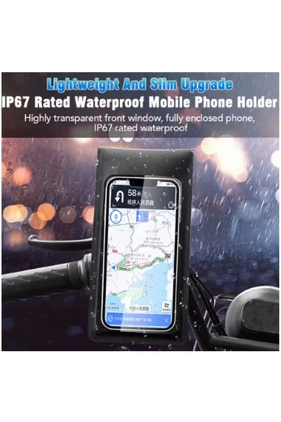 Motosiklet 360° Döndürülebilir Su Geçirmez Telefon Kılıfı Telefon Tutucu 4’’-7.2 İnç - 4