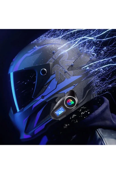 Q58-max Radyolu 2 Kişi Bağlantılı Bluetooth Kask Kulaklık Ekranlı Fenerli Müzik Ve Telsiz Intercom - 7