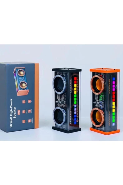 Şeffaf Mecha Müzik Tws Stereo Rgb İşıklı Hoparlör Kablosuz Bluetooth 5.0 Taşınabilir Hoparlör V9 - 2
