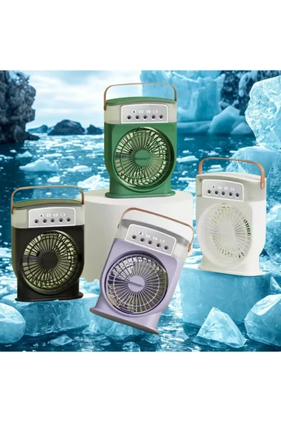 Şarjlı 600 Ml Su Hazneli Taşınabilir Masaüstü Vanilatör Güçlü Fan Ve 2000 Mah Pil Beyaz - 5